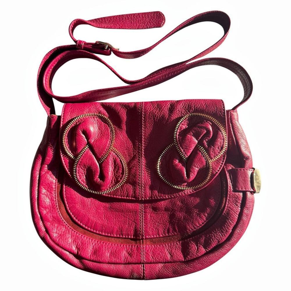 Y2K See by Chloé Pink Leather Zipper Hardware Saddle Crossbody Bag